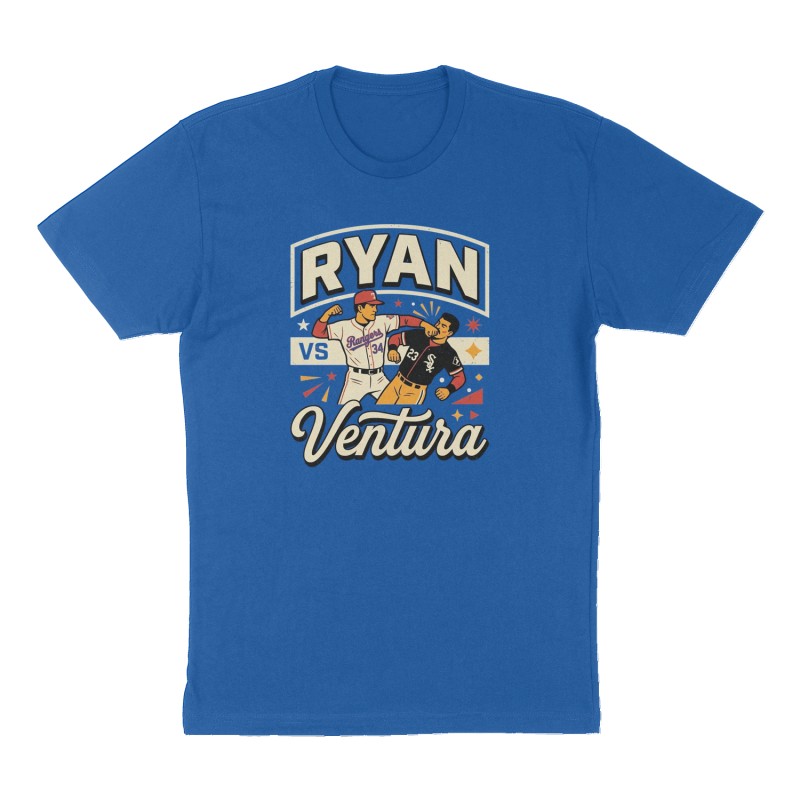 Custom t-shirt: "Ryan vs Ventura", Front print, royal-blue shirt