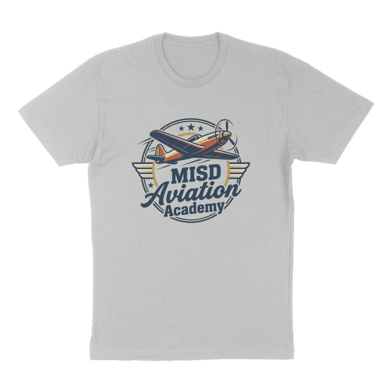Custom t-shirt: "MISD Aviation Academy", Front print, heather-gray shirt
