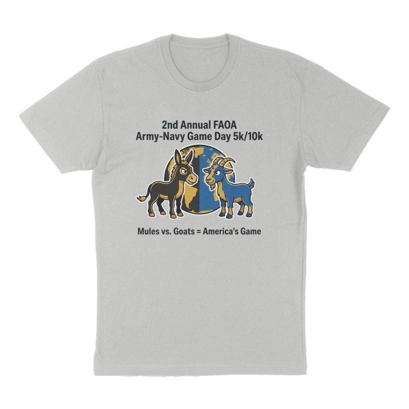 Custom t-shirt: "2nd Annual FAOA Army-Navy Game Day 5k/10k", Front print, heather-gray shirt