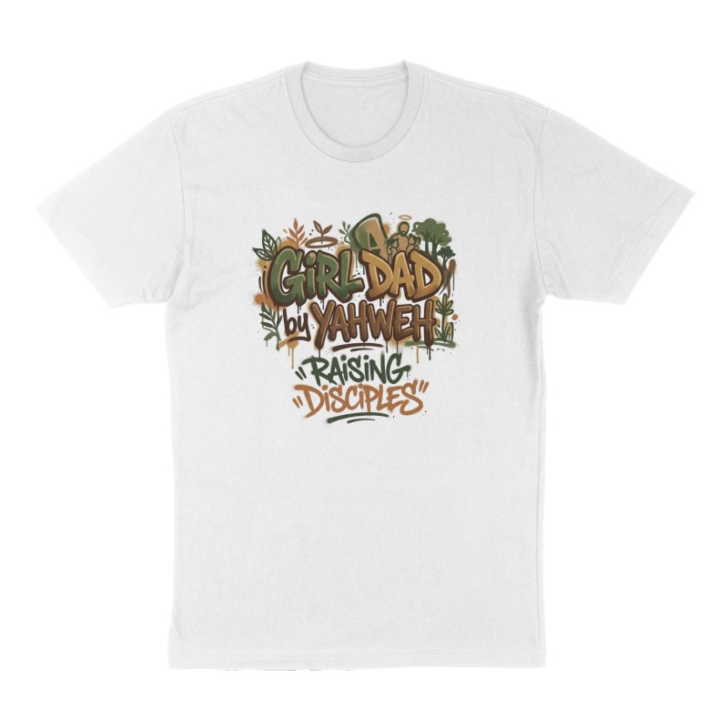 Custom t-shirt: "Girl Dad by Yahweh", Front print, white shirt