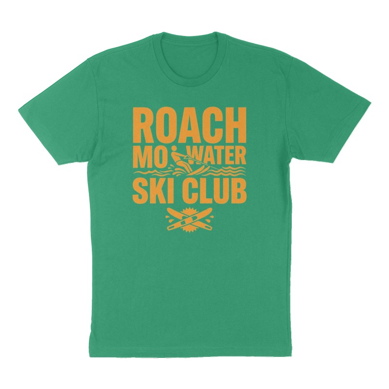 Custom t-shirt: "Roach MO Water Ski Club", Front print, green shirt