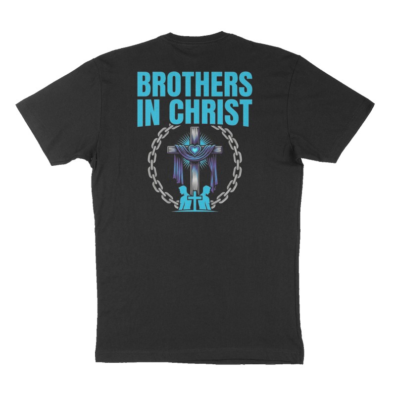 Custom t-shirt: "Brothers In Christ", Back print, black shirt