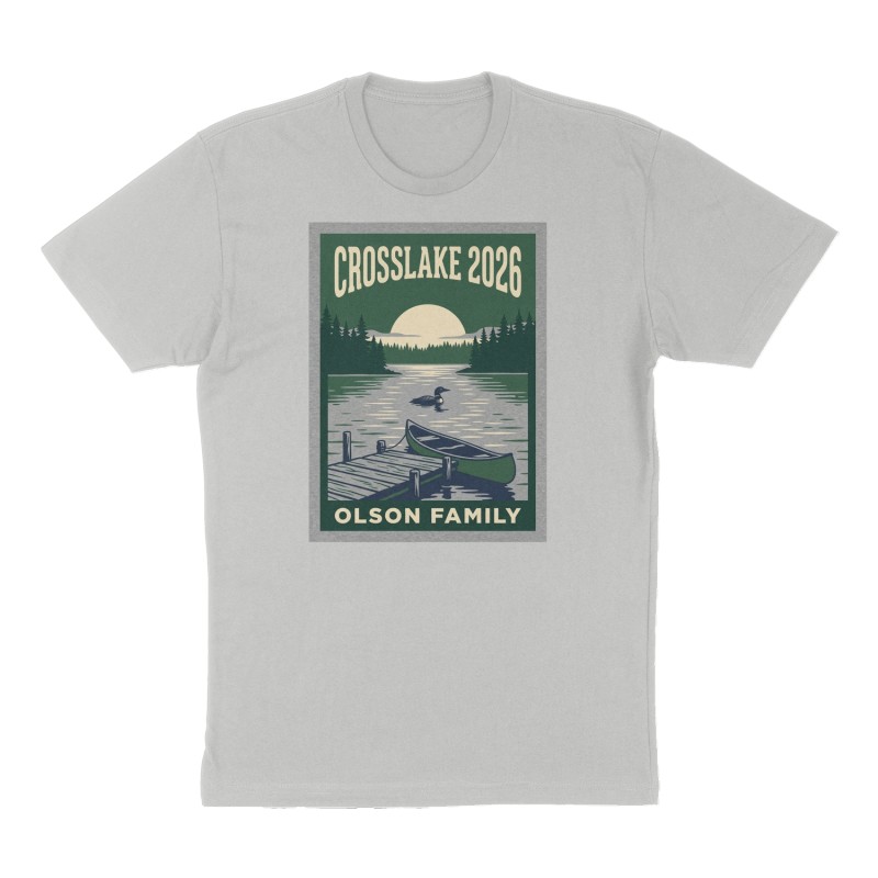 Custom t-shirt: "Crosslake 2026", heather-gray shirt