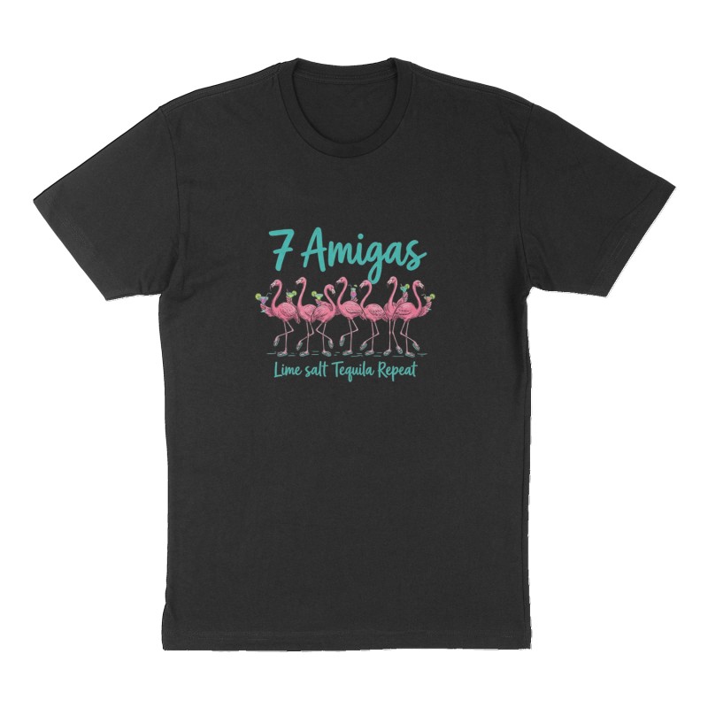 Custom t-shirt: "7 Amigas ", Front print, black shirt