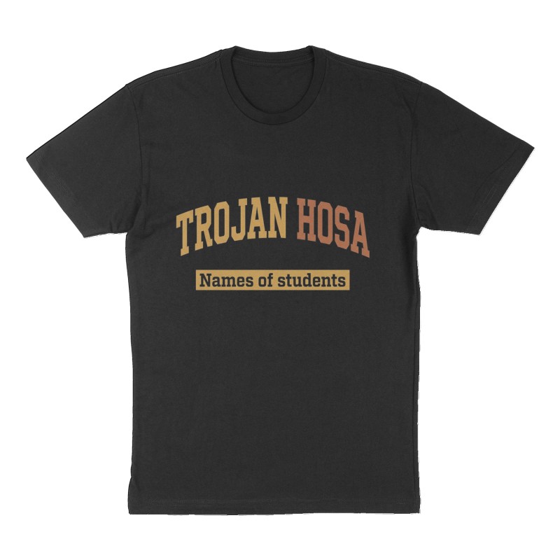 Custom t-shirt: "Trojan HOSA", Front print, black shirt