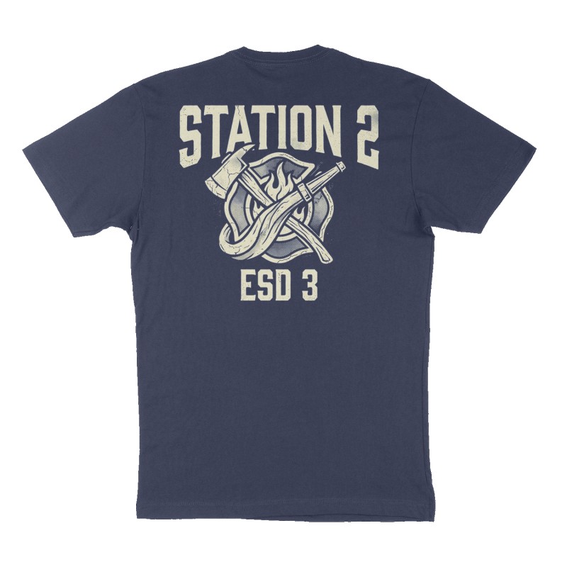 Custom t-shirt: "Station 2", Back print, navy shirt