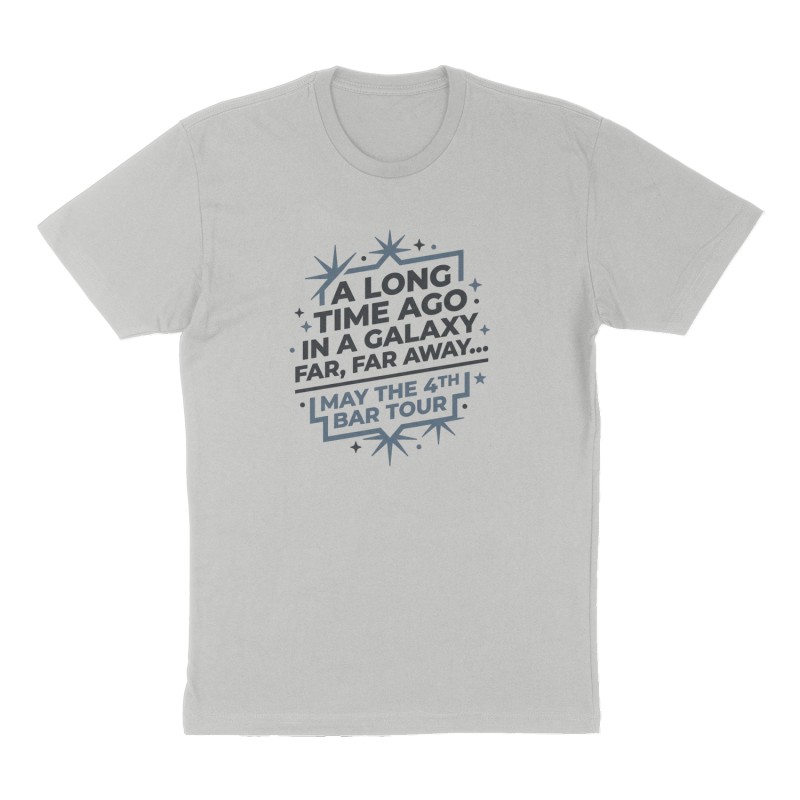 Custom t-shirt: "A long time ago in a galaxy far, far away…", Front print, heather-gray shirt