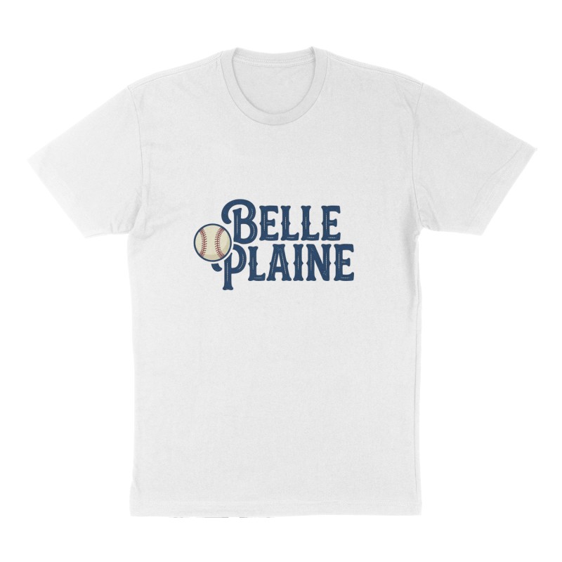 Custom t-shirt: "Belle Plaine", Front print, white shirt