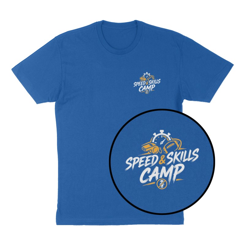 Custom t-shirt: "Speed & Skills Camp", Left Chest print, royal-blue shirt