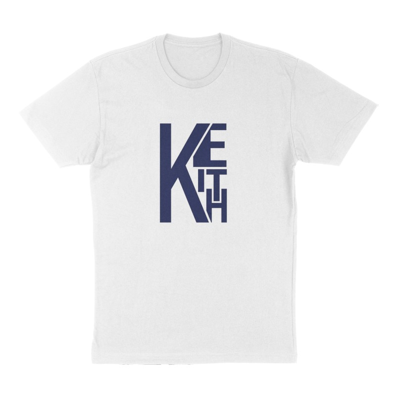 Custom t-shirt: "KEITH", Front print, white shirt