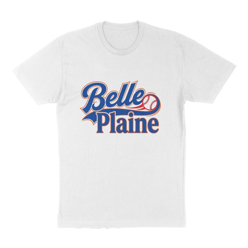 Custom t-shirt: "Belle Plaine", Front print, white shirt