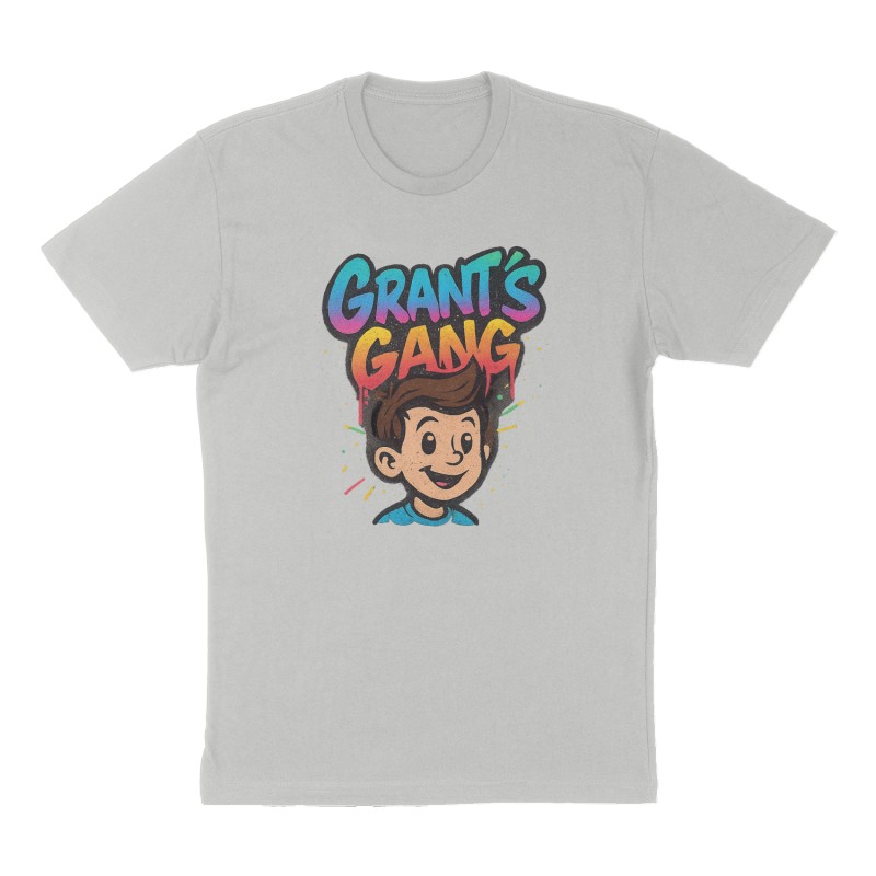 Custom t-shirt: " Grant’s Gang", Front print, heather-gray shirt