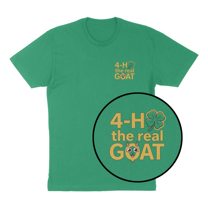 Custom t-shirt: "4-H the real GOAT", Left Chest print, green shirt