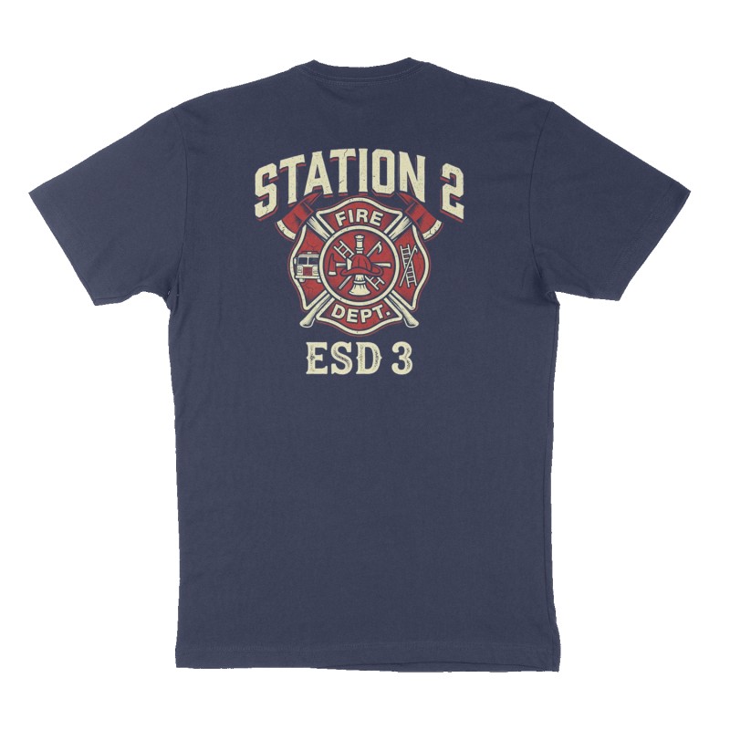 Custom t-shirt: "Station 2", Back print, navy shirt