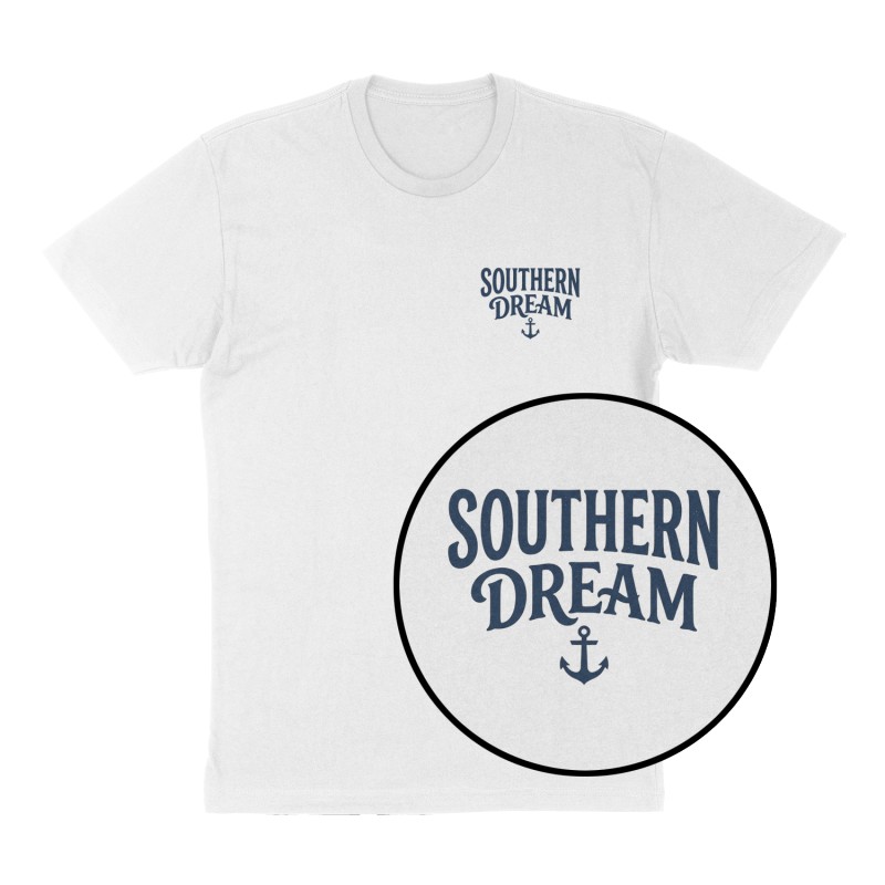 Custom t-shirt: "SOUTHERN DREAM", Left Chest print, white shirt