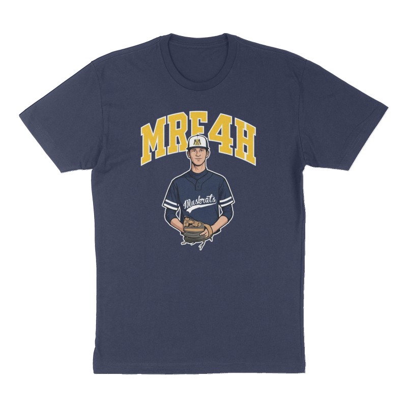 Custom t-shirt: "4", Front print, navy shirt