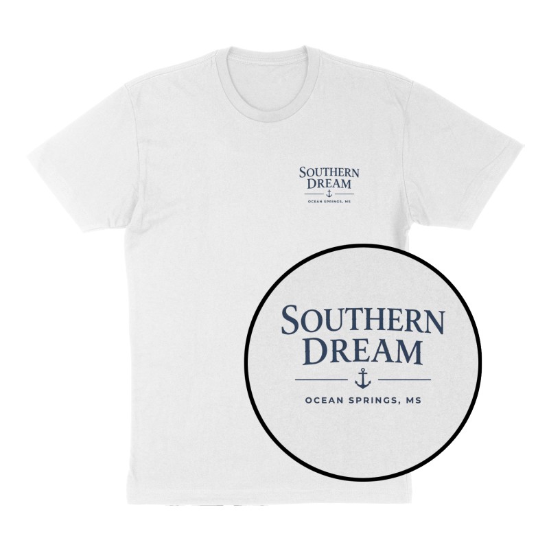Custom t-shirt: "SOUTHERN DREAM", Left Chest print, white shirt