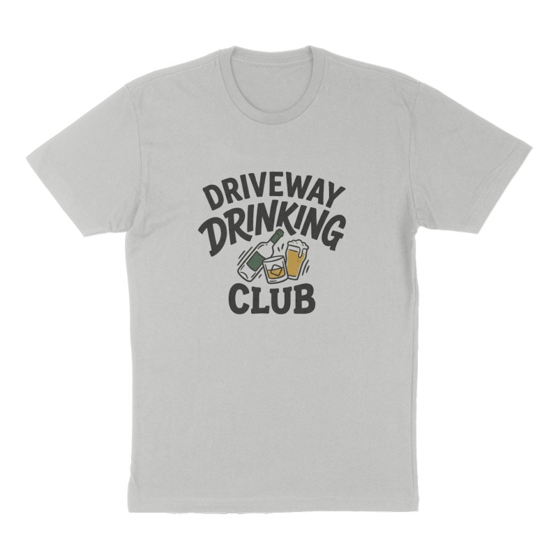 Custom t-shirt: "Driveway Drinking Club", Front print, heather-gray shirt