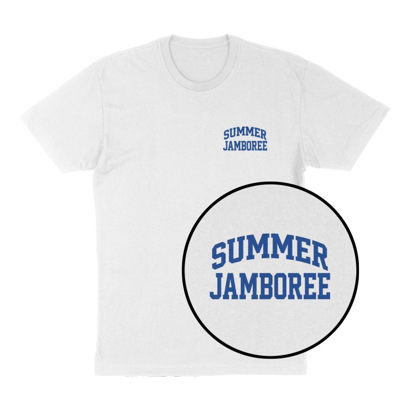 Custom t-shirt: "Summer Jamboree", Left Chest print, white shirt