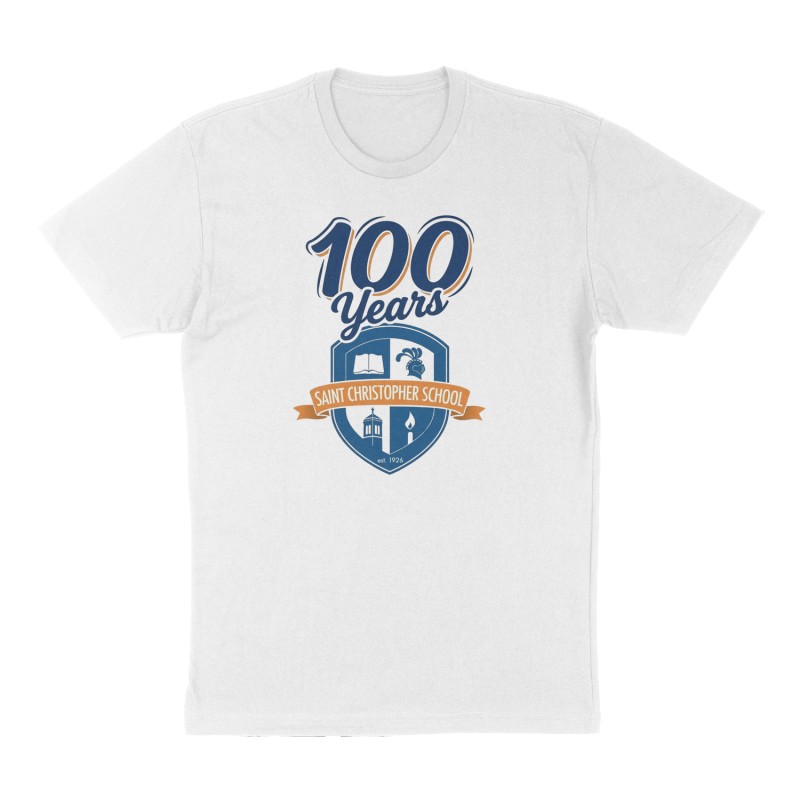 Custom t-shirt: "100 Years", Front print, white shirt