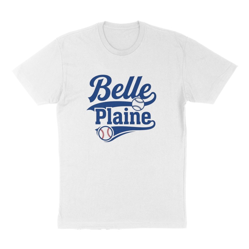 Custom t-shirt: "Belle Plaine", Front print, white shirt