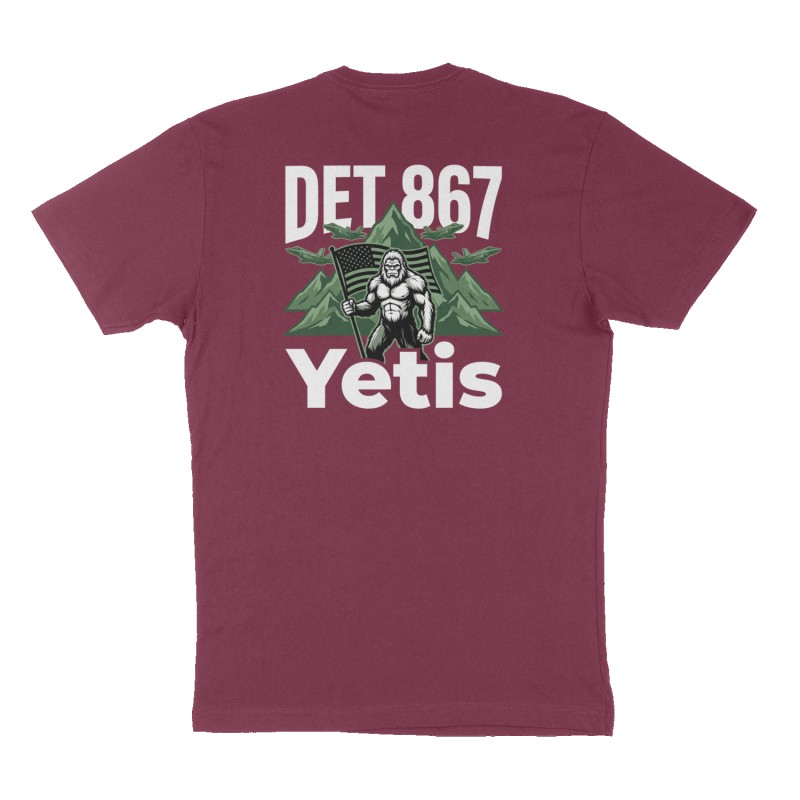 Custom t-shirt: "DET 867", Back print, maroon shirt