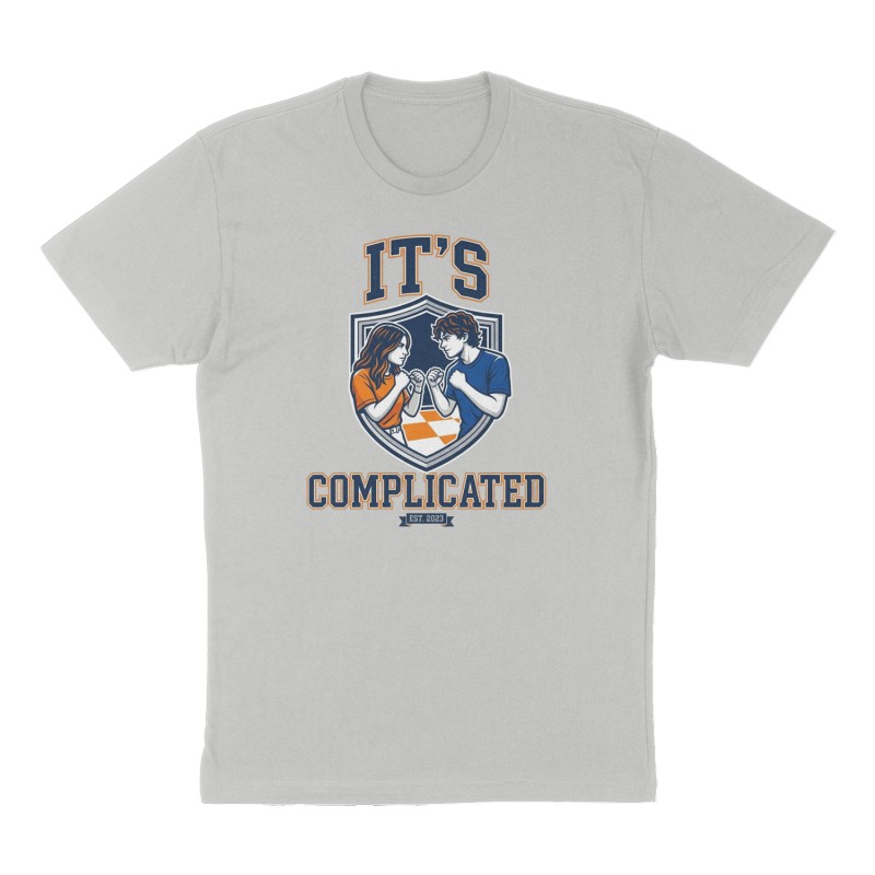 Custom t-shirt: "It’s Complicated ", Front print, heather-gray shirt