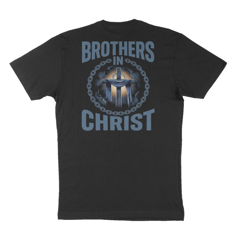 Custom t-shirt: "Brothers In Christ", Back print, black shirt