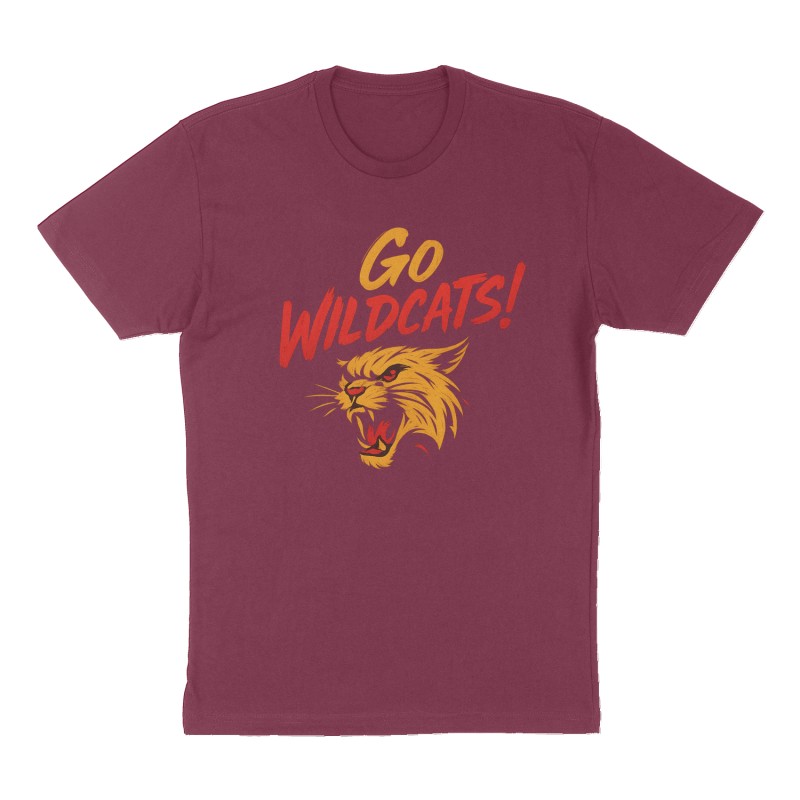 Custom t-shirt: "Go Wildcats!", Front print, maroon shirt