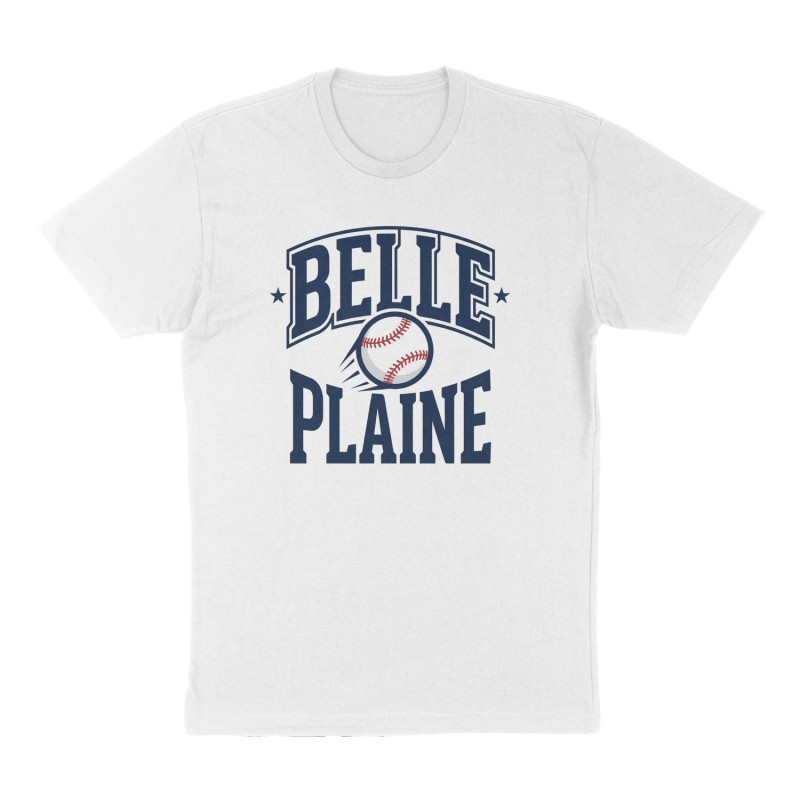 Custom t-shirt: "Belle Plaine", Front print, white shirt