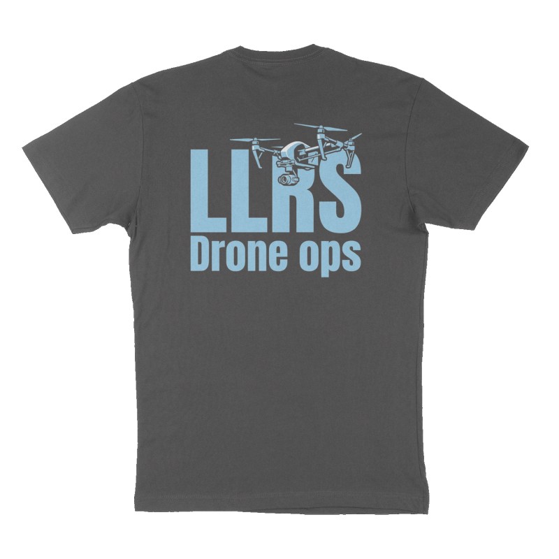 Custom t-shirt: "LLRS", Back print, charcoal shirt
