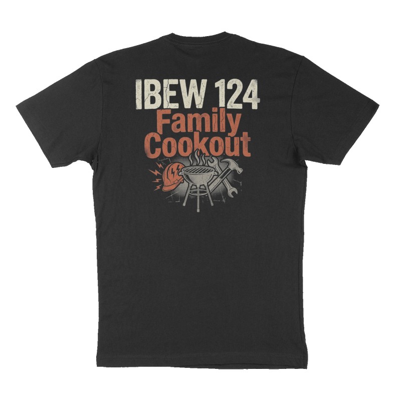 Custom t-shirt: "IBEW 124 Family Cookout ", Back print, black shirt