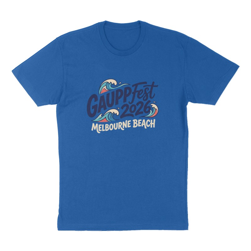 Custom t-shirt: "Gauppfest 2026", Front print, royal-blue shirt