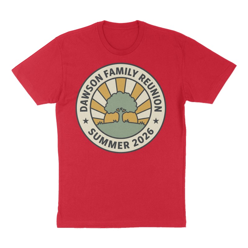 Custom t-shirt: "Dawson Family Reunion", red shirt