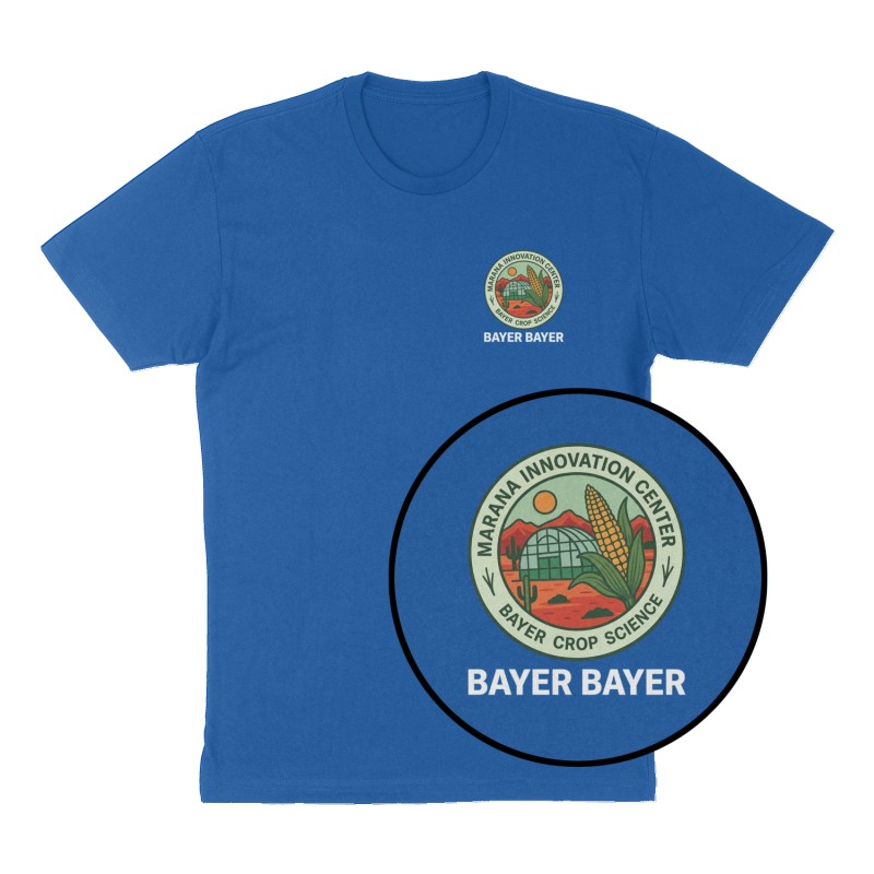 Custom t-shirt: "Bayer Bayer ", Left Chest print, royal-blue shirt