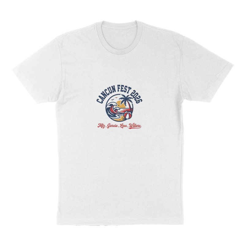 Custom t-shirt: "Cancun Fest 2026 ", Front print, white shirt