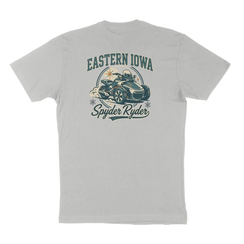 Custom t-shirt: "Eastern Iowa Spyder Ryder", Back print, heather-gray shirt