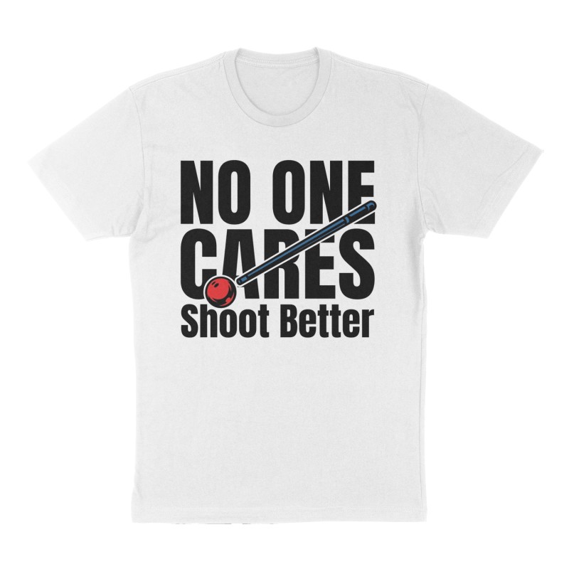 Custom t-shirt: "NO ONE CARES", Front print, white shirt