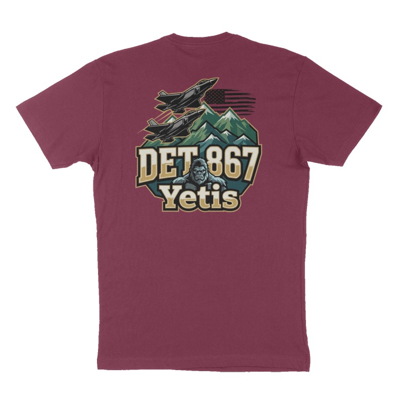 Custom t-shirt: "DET 867", Back print, maroon shirt