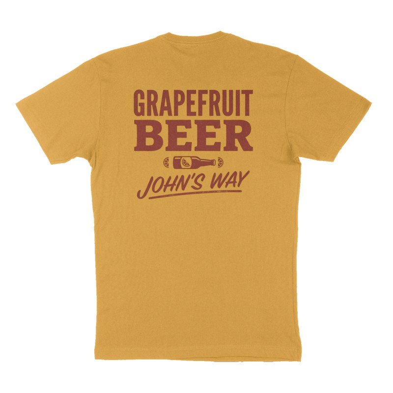 Custom t-shirt: "GRAPEFRUIT BEER", Back print, mustard-yellow shirt
