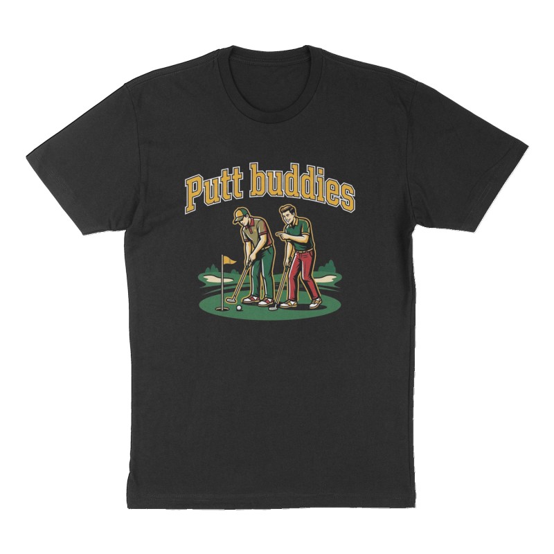 Custom t-shirt: "Putt buddies", Front print, black shirt
