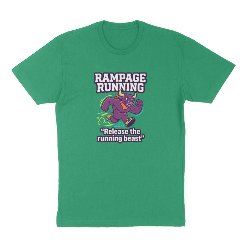 Custom t-shirt: "RAMPAGE RUNNING ", Front print, green shirt