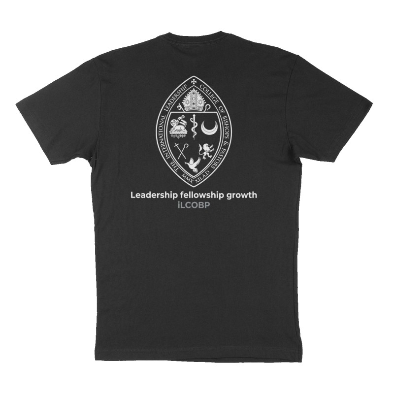 Custom t-shirt: "Leadership fellowship growth ", Back print, black shirt