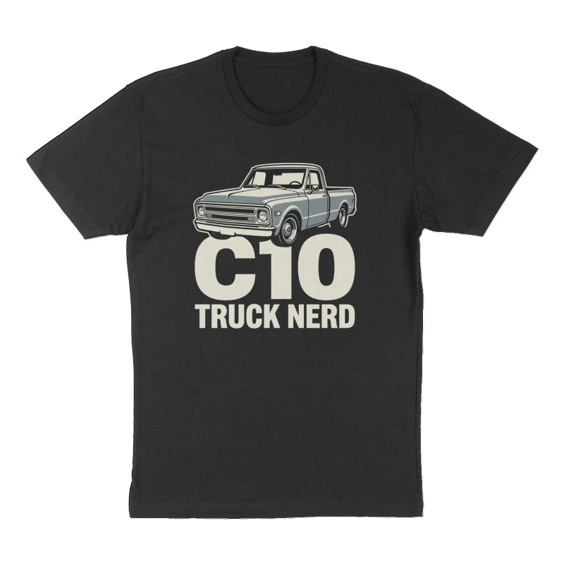 Custom t-shirt: "C10 Truck Nerd", Front print, black shirt