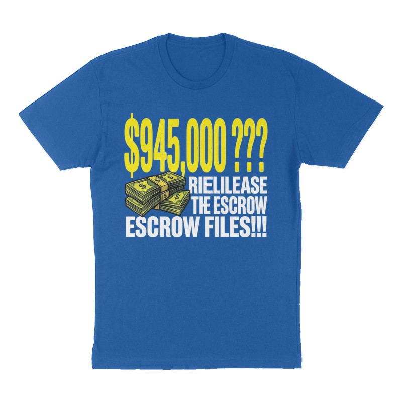Custom t-shirt: "$945,000 ???", Front print, royal-blue shirt