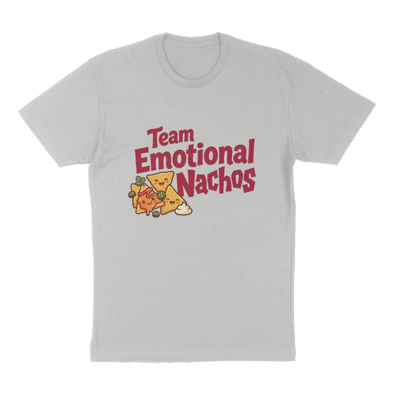 Custom t-shirt: "Team Emotional Nachos", Front print, heather-gray shirt
