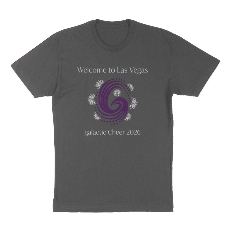Custom t-shirt: "Welcome to Las Vegas", Front print, charcoal shirt