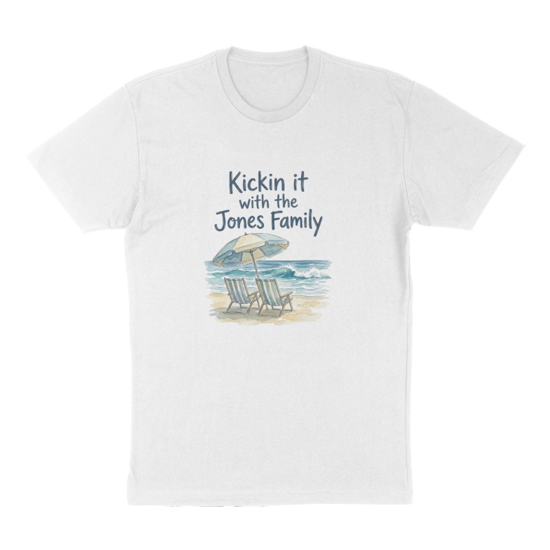 Custom t-shirt: " Kickin it with the Jones Family", Front print, white shirt