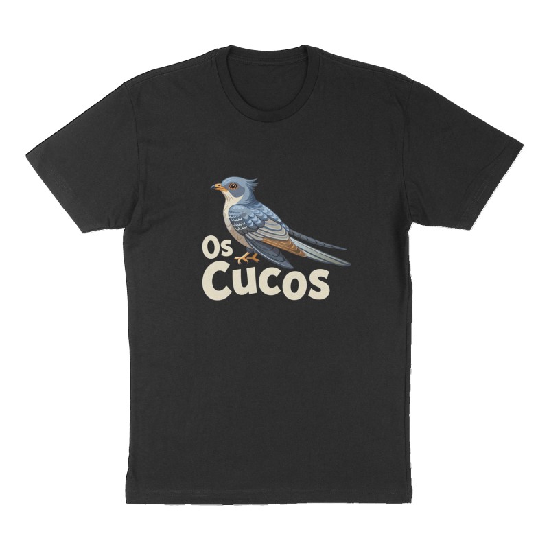 Custom t-shirt: "Os Cucos", Front print, black shirt