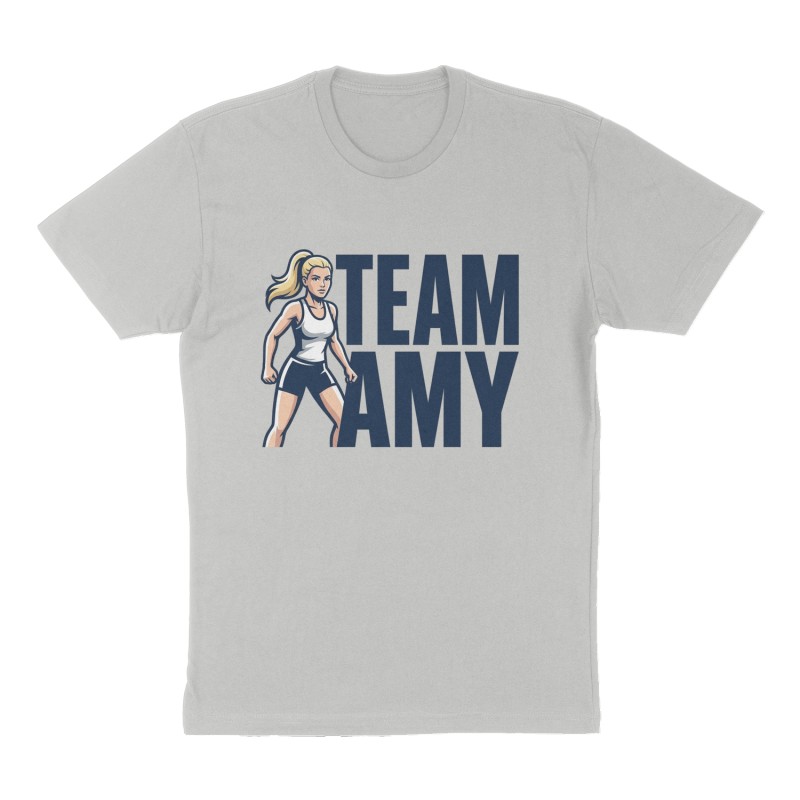 Custom t-shirt: "Team Amy", Front print, heather-gray shirt
